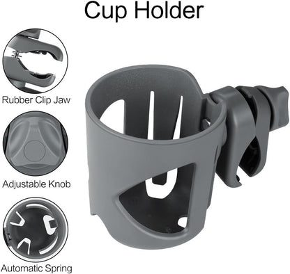Accmor Stroller Cup Holder, Universal Cup Holder for Stroller Walker Bike, 360° Rotatable Large Caliber Designed Bottle Holder for Stroller, Bike, Wheelchair, Scooter