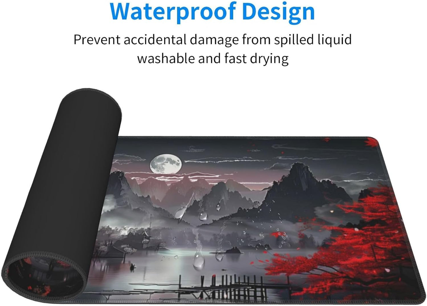 Japanese Mouse Pad, Large Japanese Desk Mat, XL Anime Gaming Keyboard Mat, Non-Slip Rubber Base, Big Extended Desk Protector for Home Office, 31.5”x11.8”