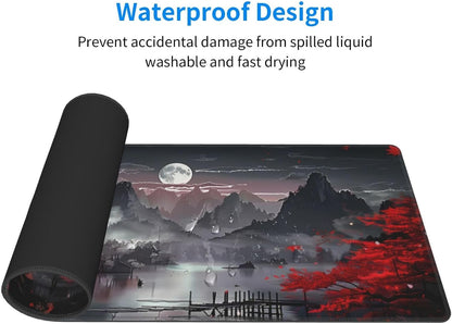 Japanese Mouse Pad, Large Japanese Desk Mat, XL Anime Gaming Keyboard Mat, Non-Slip Rubber Base, Big Extended Desk Protector for Home Office, 31.5”x11.8”