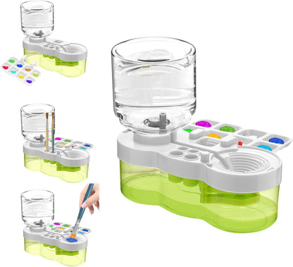 Paint Brush Cleaner, Upgraded Water Cycle Watercolor Rinser Dispenser with Holder and Palette, Washing My Brushes, Cleaning System for Acrylic,Watercolor,Painting Art Supplies for Adults Students