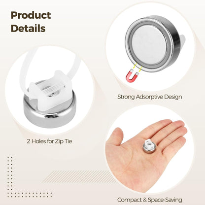 Magnetic Cable Zip Tie Mounts, 25 Pcs Magnets with 100 Pcs Cable Zip Ties, Multipurpose Magnetic Cables Holder for Cables Management, Wire Management Bases