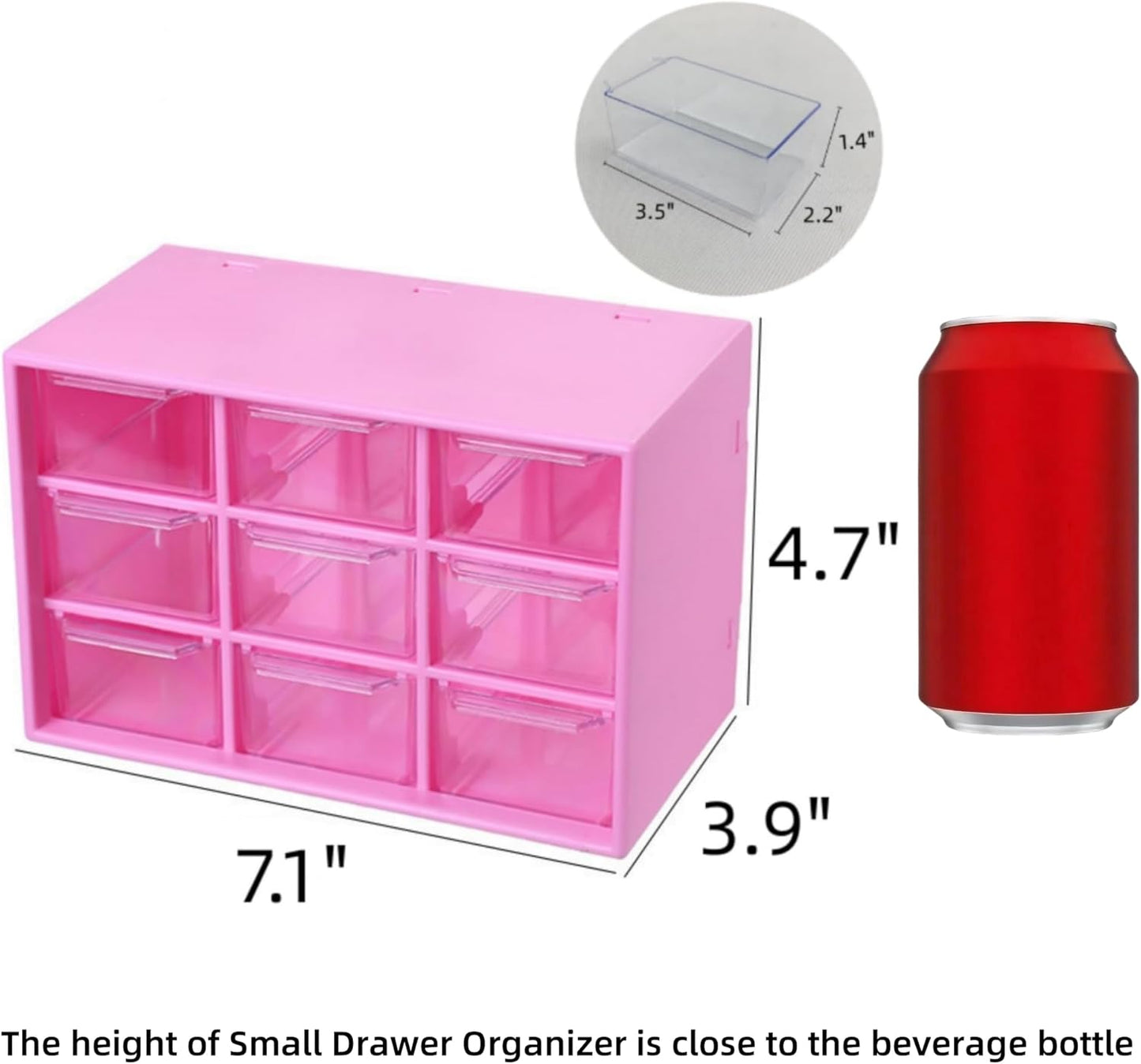 Feadily 2PCS Small Drawer Organizer for Desk, Desktop Drawer Organizer with 9 Clear Drawers, Plastic Desktop Storage Drawers 7.1 Inch x 3 .9 Inch x 4.7 Inch, White