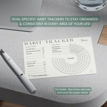 Habit Tracker Set | Reusable Dry Erase | Vision & Goal Planner with Monthly, Weekly, Daily Trackers | Undated, Reusable & Sustainable | Sticks to Mirrors, Fridges, Desks | The VOID Planners