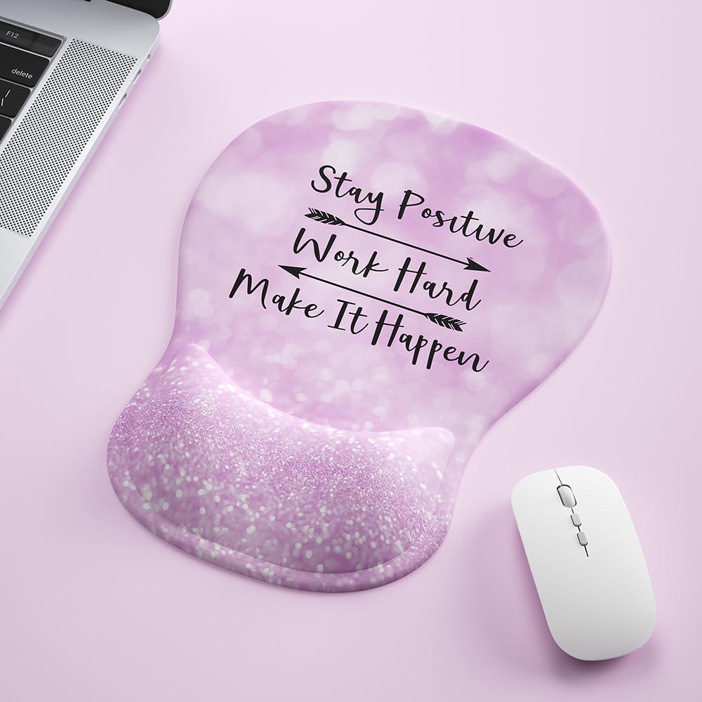 Ergonomic Mouse Pad with Wrist Rest,Cute Gel Mousepad Wrist Support - Small Mini Portable for Travel Mouse Pads for Desk Laptop,Computer,Office & Home Decor (Pink&Light Pink)