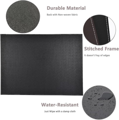 KINGFOM Ultra-Smooth PU Leather Desk Pad & Mat Office Desk Drawing & Writing Board A3/ A4 File Paper Clip Table Protector Mat on Top Large 24''x18'' (Black)