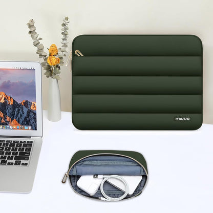 MOSISO Laptop Case 13.3 inch,13-13.3 inch Puffy Laptop Sleeve Compatible with MacBook Neo/Air 13.6 M5 M4 M3 M2 M1/Pro 13/14,HP Dell ASUS Lenovo,Polyester Horizontal Bag with Small Case, Sand