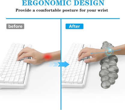 Gel Cloud Keyboard and Mouse Wrist Rest, Cute Wrist Support and Arm Support Keyboard Rest for Keyboard and Mouse Typing Pain Relief，Suitable for Office/Computer/Laptop/Gaming（White）