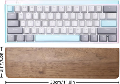 Walnut Wood Keyboard Wrist pad - Ergonomic Design for Wrist Fatigue Relief, Compatible with Most Keyboards & Laptops, Anti-Slip Base for Programmers & Gamers (Walnut Wood, 87 Key)