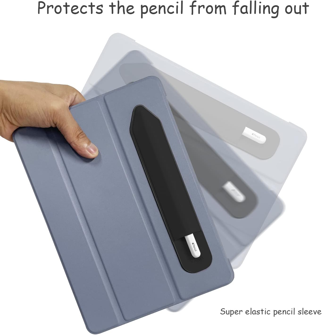 YINVA Pencil Holder Compatible with Apple Pencil 2nd Generation and 1st Gen, Elastic Sleeves Pencil Pouch Accessories Design for iPad and Stylus (Black)