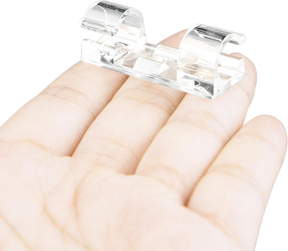 SOULWIT 50 Pcs Self Adhesive Cable Management Clips, Cable Organizers Sticky Wire Clips Cord Holder for TV PC Laptop Ethernet Cable Desktop Home Office (Transparent)