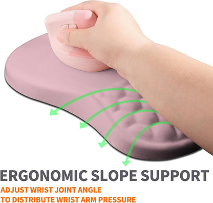 Ergonomic Joint Wrist Support Mouse Pad with Memory Foam Cushion Massage Bump, Carpal Tunnel Pain Relief Mousepad Slope Design for Wrist Rest, 11.8x7.9 in, Black