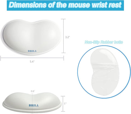 BRILA Ergonomic Silicone Mouse Wrist Rest, Cooling Silica Gel PU Leather Mouse Wrist Support Pad for Office Work and Laptop Computer Gaming