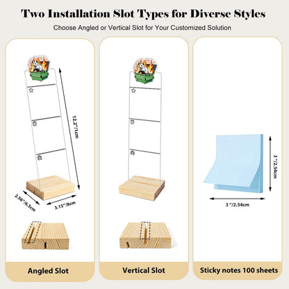 Monitor Memo Board Computer Monitor Memo Board Sticky Note Organizer Kidney Acrylic Desk Accessories Removable Wooden Base Set Sticky Notes 100 Sheets 11.8×3.1 inches