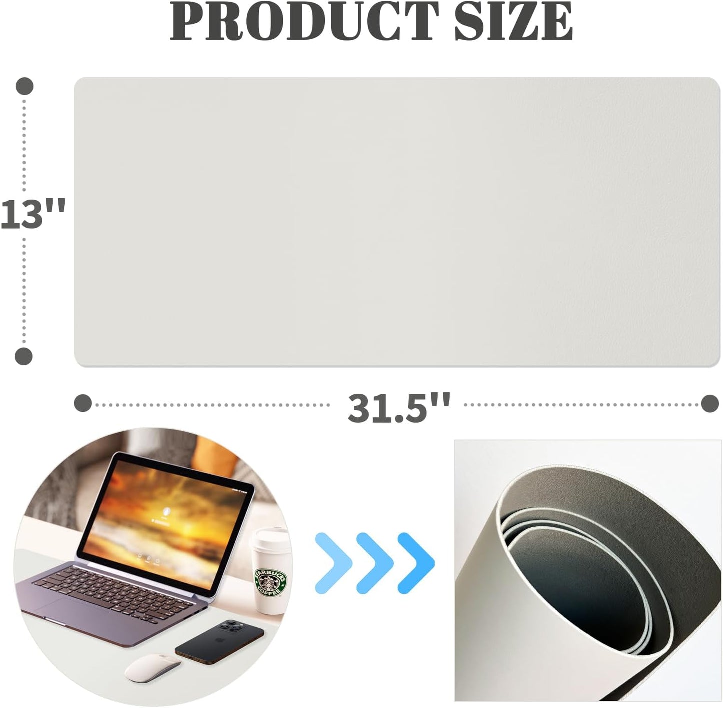 Dry Erase Desk Mat, Waterproof Desk Pad, Erasable Writing White Board for Making Plans, Non-Slip Large Desktop Protector for Office, Home, School 31"x13" (Blue)