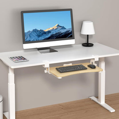 suptek Keyboard Tray Under Desk Pull Out with C Clamp Mount, Computer Keyboard & Mouse Tray, 25.6 (30 Including Clamps) x 11.8 inch Slide-Out Platform Computer Drawer for Typing, Black, DSF1