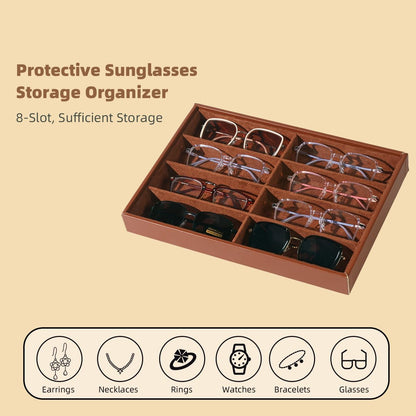 Glasses Holder Box Drawer Sunglass Organizer for Men Clear Storage Case 8 Slot Multiple Reading Glasses Display