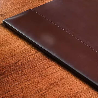 Professional Leather Desk Mat Brown Writing Surface, Raised Edge Stitching Desk Protector, Large Leather Executive Desk Pad (30" x 18")