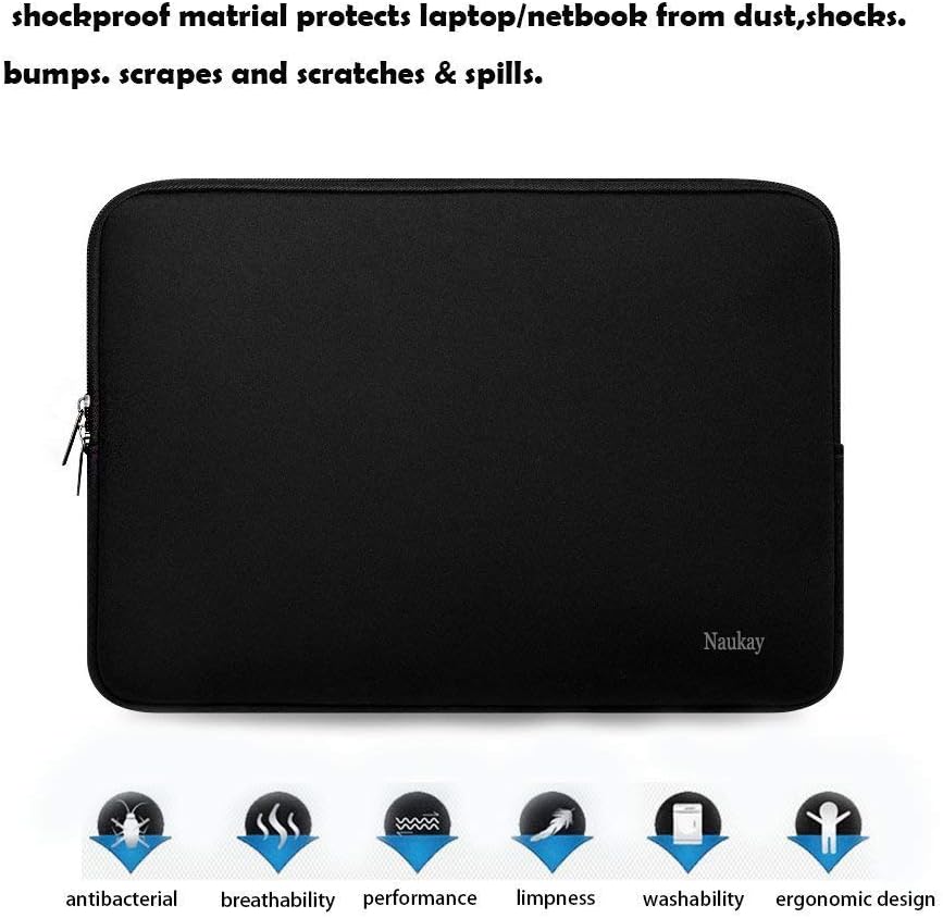 Naukay Laptop Sleeve Case, 15.6 Inch,Resistant Neoprene Notebook Computer Pocket Case/Tablet Briefcase Carrying Bag Compatible Asus/Dell/Fujitsu/HP/Sony/Toshiba/Acer- (Black)