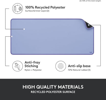 Logitech Desk Mat - Studio Series, Multifunctional Large Desk Pad, Extended Mouse Mat, Office Desk Protector with Anti-Slip Base, Spill-Resistant Durable Design, in Mid-Grey