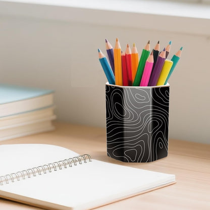 Pen Holder, Pencil Holder for Desk, Marble Desk Organizer Cute, Durable Ceramic Pencil Cup, Decorative Makeup Brush Holder Cup, Stationery Holder for Office, Home, Gray Marble