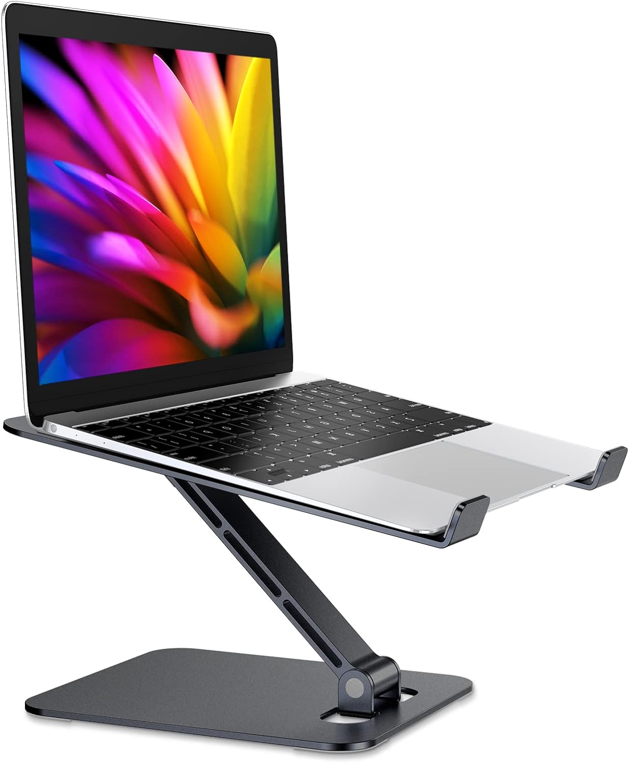 RIWUCT Foldable Aluminum Alloy Laptop Stand for Desk, Height Adjustable Ergonomic Computer Stand for Laptop, Portable Laptop Riser Holder Notebook Mount Compatible with MacBook Pro Air/HP/Dell 10-16"