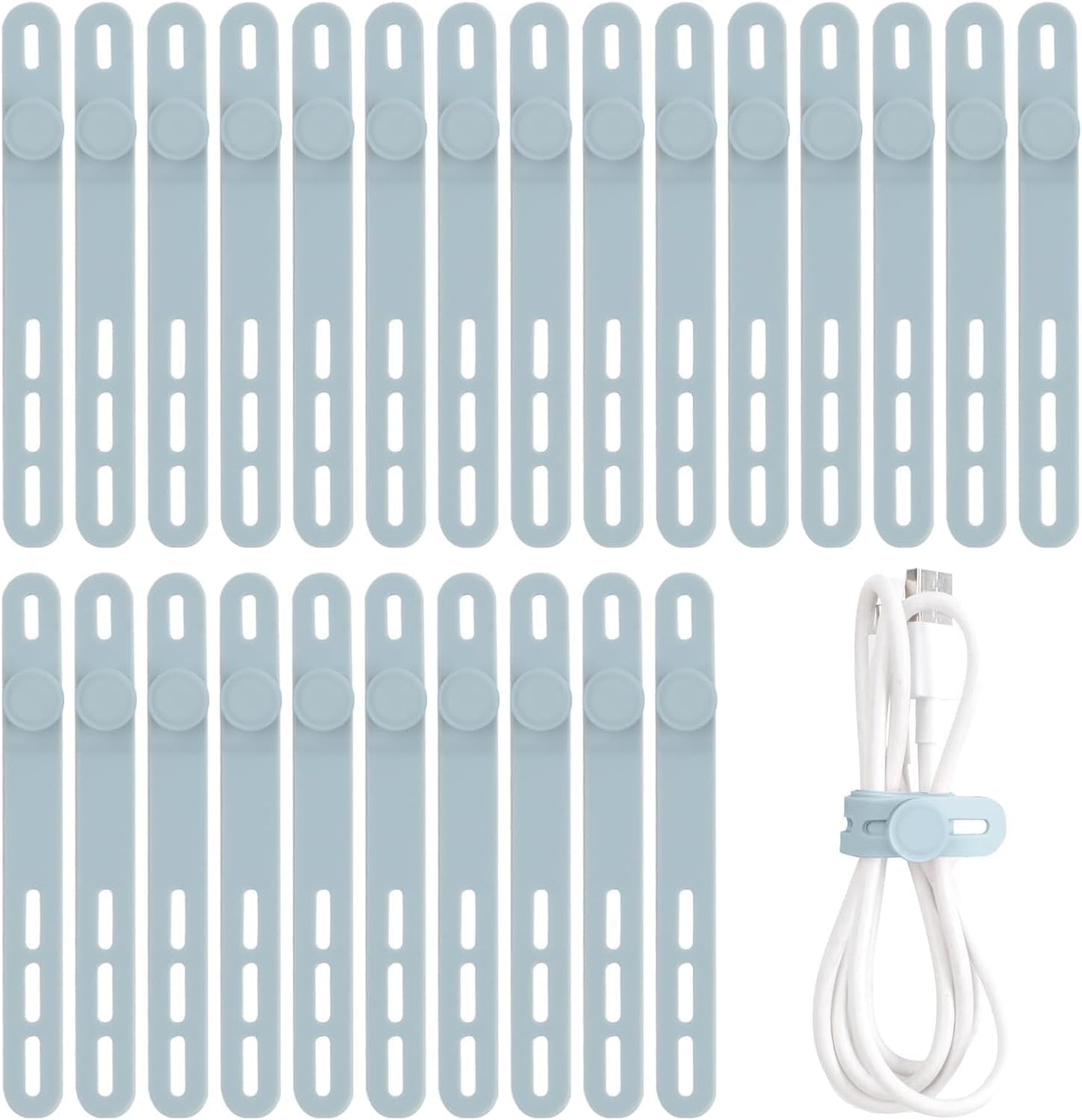 Oligei 25 Pcs Silicone Cable Ties, Cable Ties Reusable, High Elasticity Cord Wraps for Electrical Cords, Cord Organizer for Earphone, Phone Charger(Black)