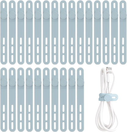 Oligei 25 Pcs Silicone Cable Ties, Cable Ties Reusable, High Elasticity Cord Wraps for Electrical Cords, Cord Organizer for Earphone, Phone Charger(Black)