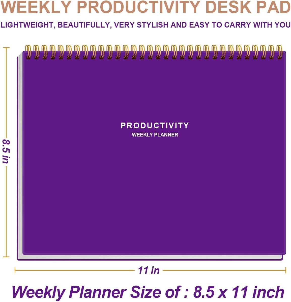 Weekly Productivity Planner - 8.5" x 11" Dashboard Desk Notepad Has 6 Focus Areas to List Tasks for Goals, Projects, Clients, Academic or Meal-Organize Your Daily Work Efficiently, 54 Weeks, Green