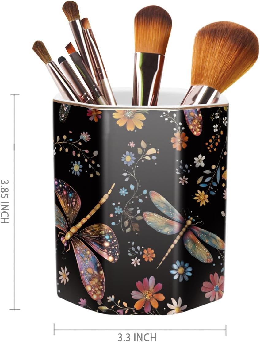 Pen Holder, Pencil Holder for Desk, Marble Desk Organizer Cute, Durable Ceramic Pencil Cup, Decorative Makeup Brush Holder Cup, Stationery Holder for Office, Home, Gray Marble