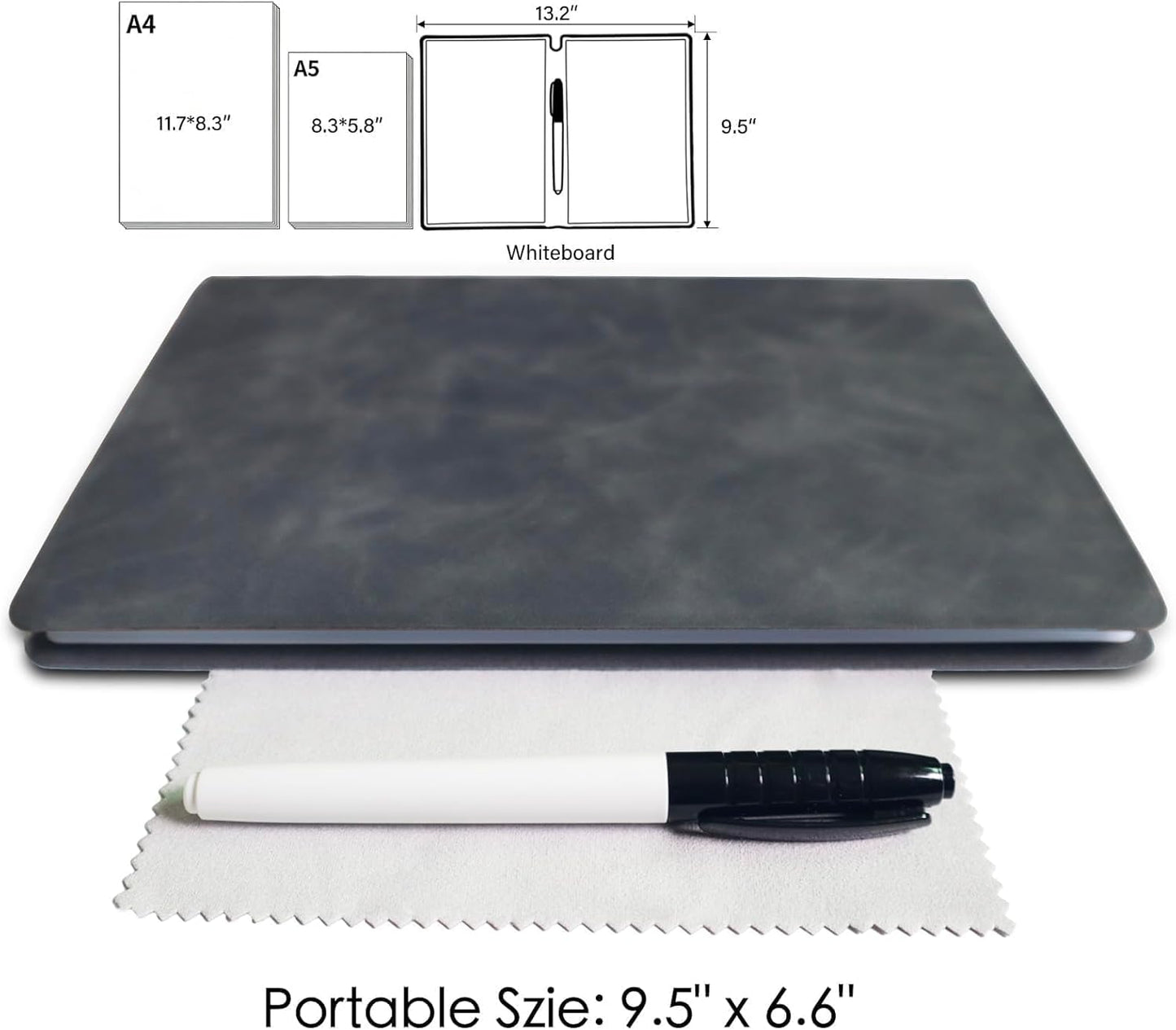 Portable Small Dry Erase Board Whiteboard Notebook Handheld, Reusable White Board Dry Erase Notebook for Desk, At Home Office Study Essentials-9.5" x 6.6" (Pink)