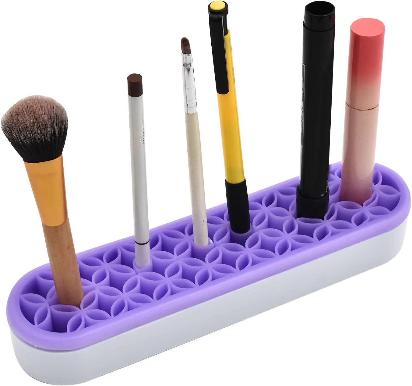 2 PCS Multi-Purpose Cosmetic Storage Box, Desktop Organizers Silicone Make Up Brush Storage Stand, Desktop Storage Box for Eyeliner Pencil, Art Supplies, Painting Brush (Grey)