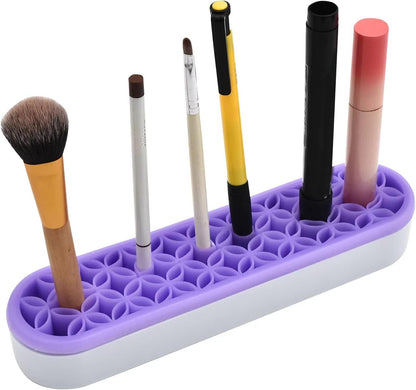 2 PCS Multi-Purpose Cosmetic Storage Box, Desktop Organizers Silicone Make Up Brush Storage Stand, Desktop Storage Box for Eyeliner Pencil, Art Supplies, Painting Brush (Grey)