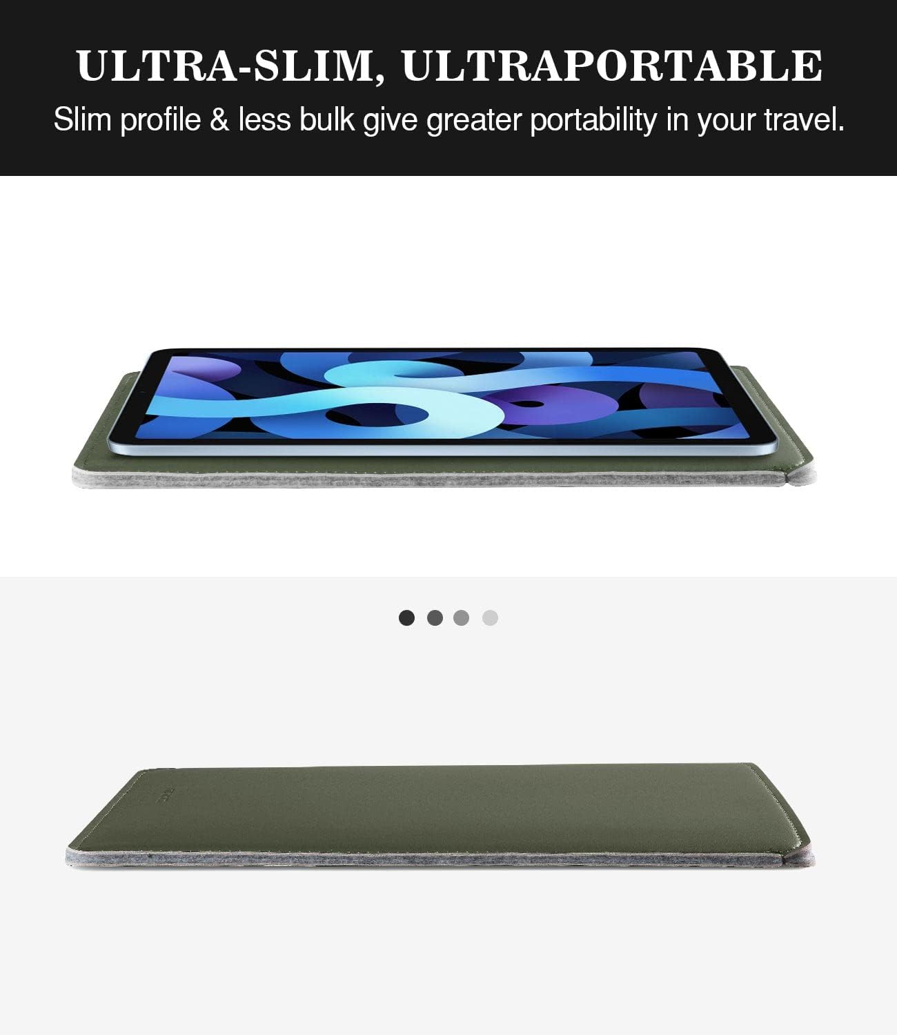 MoKo 9-11 Inch Tablet Sleeve, PU Leather Briefcase Slim Stylish Case Fits New 11-inch iPad Air M4 2026/iPad Pro M5, Air 5/4th 10.9, 10th Gen 10.9, 9/8. Gen 10.2, Tab S8/S9 11, Midnight Green