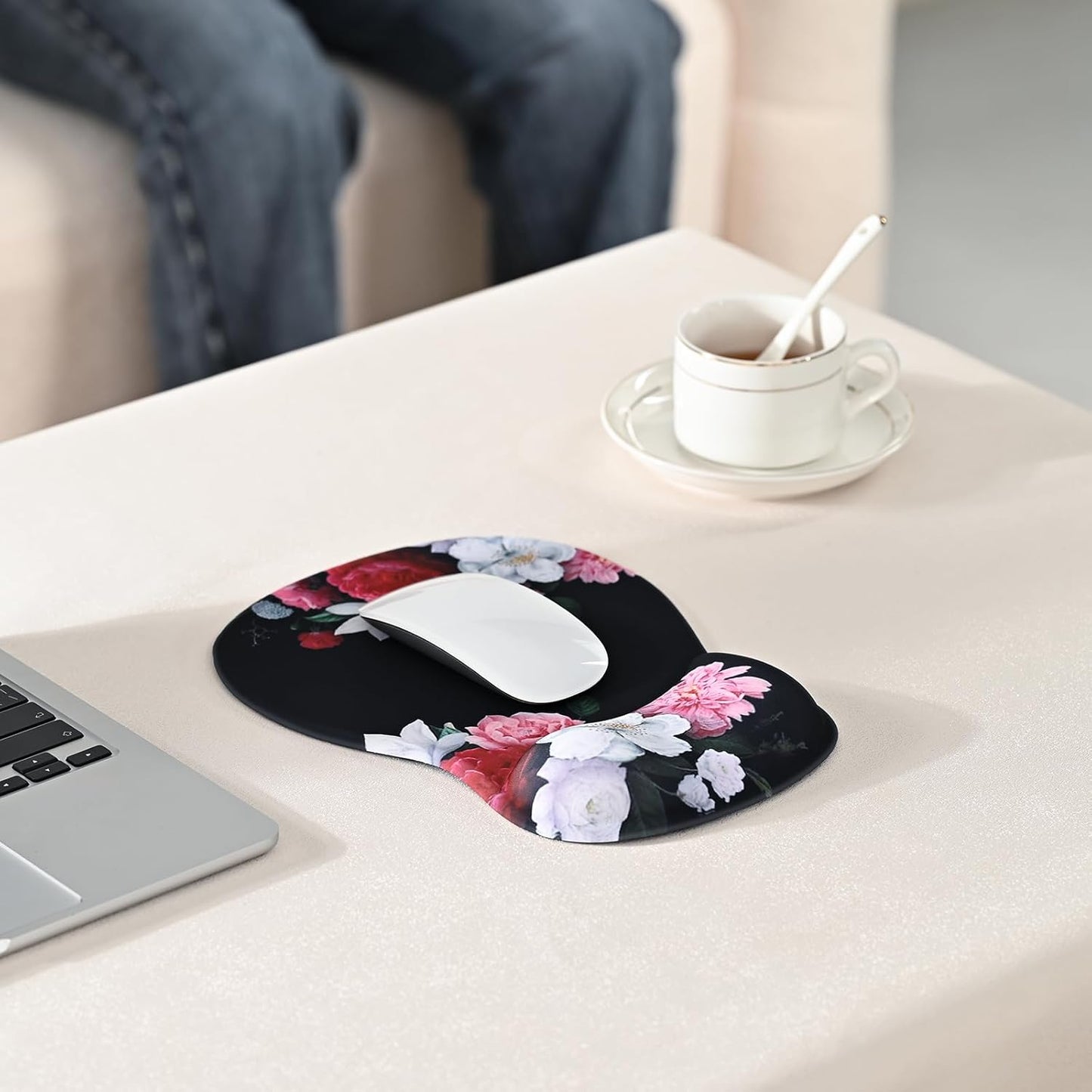 EooCoo Ergonomic Mouse Pad with Gel Wrist Rest Support, Middle Concave Design for Natural Wrist Alignment, Non-Slip Base Mousepad for Laptop, Computer, Office Desk Accessories, Carpal Tunnel Syndrome