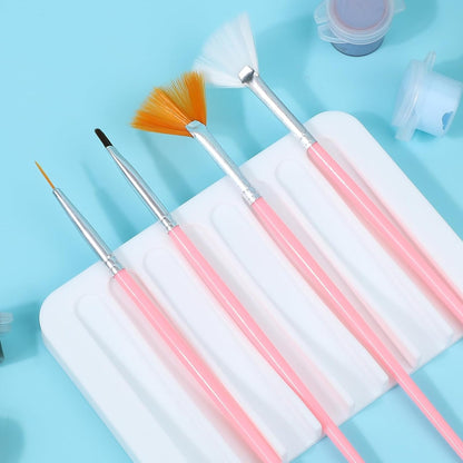 Penitue 2pcs Paint Brush Holder, Silicone Washable Paintbrush Organizer Stand with 8 Slots Brush Rinse Cleaner for Oil Acrylic Watercolor Painting (Gray, White)