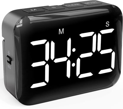 VOCOO Magnetic Kitchen Timer for Cooking with Count Up Countdown, Digital Timer Battery Powered with Large Display, 2 Brightness and Volume Levels for Classroom, Teacher, Kids