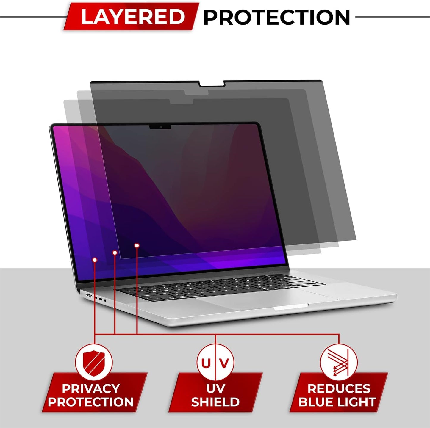 SightPro Magnetic Laptop Privacy Screen 14 Inch 16:9 - Patented Removable Laptop Privacy Filter Shield and Protector