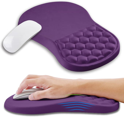 Ergonomic Mouse Pad Wrist Support with Memory Foam Massage Bulge, Carpal Tunnel Pain Relief Mousepad Wrist Rest for Mouse(12x8 inch, Silver Gray Light Purple)