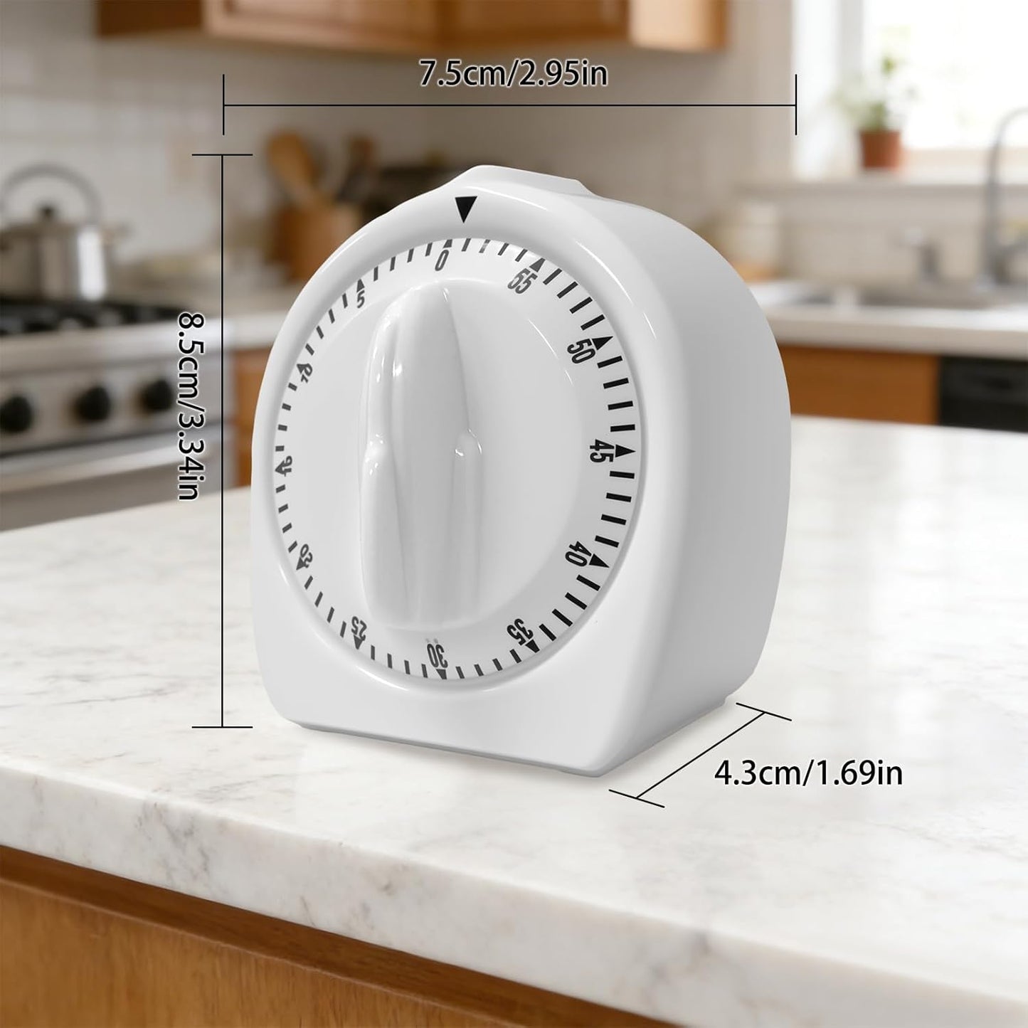 Kitchen Timers for Cooking,60 Minute Wind Up Timer,Visual Mechanical Timer,with Loud Alarm,No Batteries Required,Manual Countdown Timers for Classroom, Home, Study and Cooking (White)
