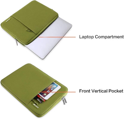 MOSISO Laptop Case 13.3 inch, 13-13.3 inch Laptop Sleeve Compatible with MacBook Air/Pro 13/Pro 14 M5 M4 M3 M2 M1, HP Dell ASUS Lenovo,Polyester Vertical Computer Sleeve Bag with Pocket, Antique Green - Colors B