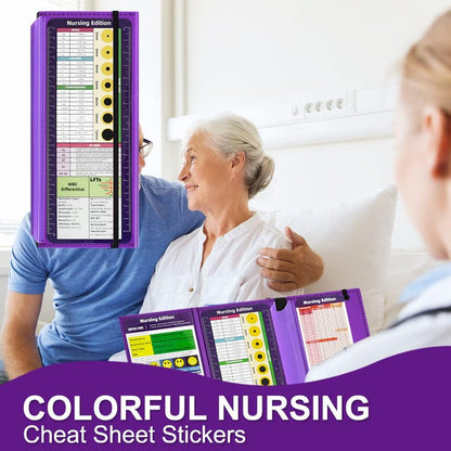Vuzvuv Nursing Foldable Plastic Clipboard 3 Layers with Medical Edition Cheat Sheets, Pink Pocket Foldable Nurse Clip Boards Notepad for Students,Doctors and Medical Staff