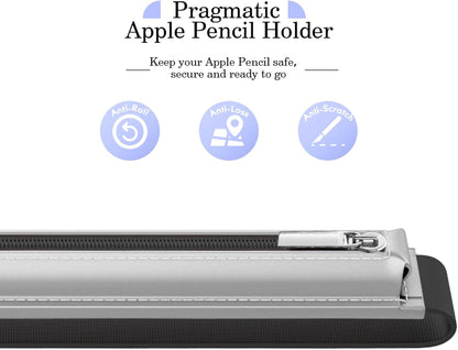 MoKo Pencil Case Fit Apple Pencil Pro, iPencil (USB-C), Apple Pencil 1st/2nd Generation, Stylus Pencil Sleeve PU Leather Zipper Pouch with Elastic Band for 9.7"-12.9" Tablet, Space Gray