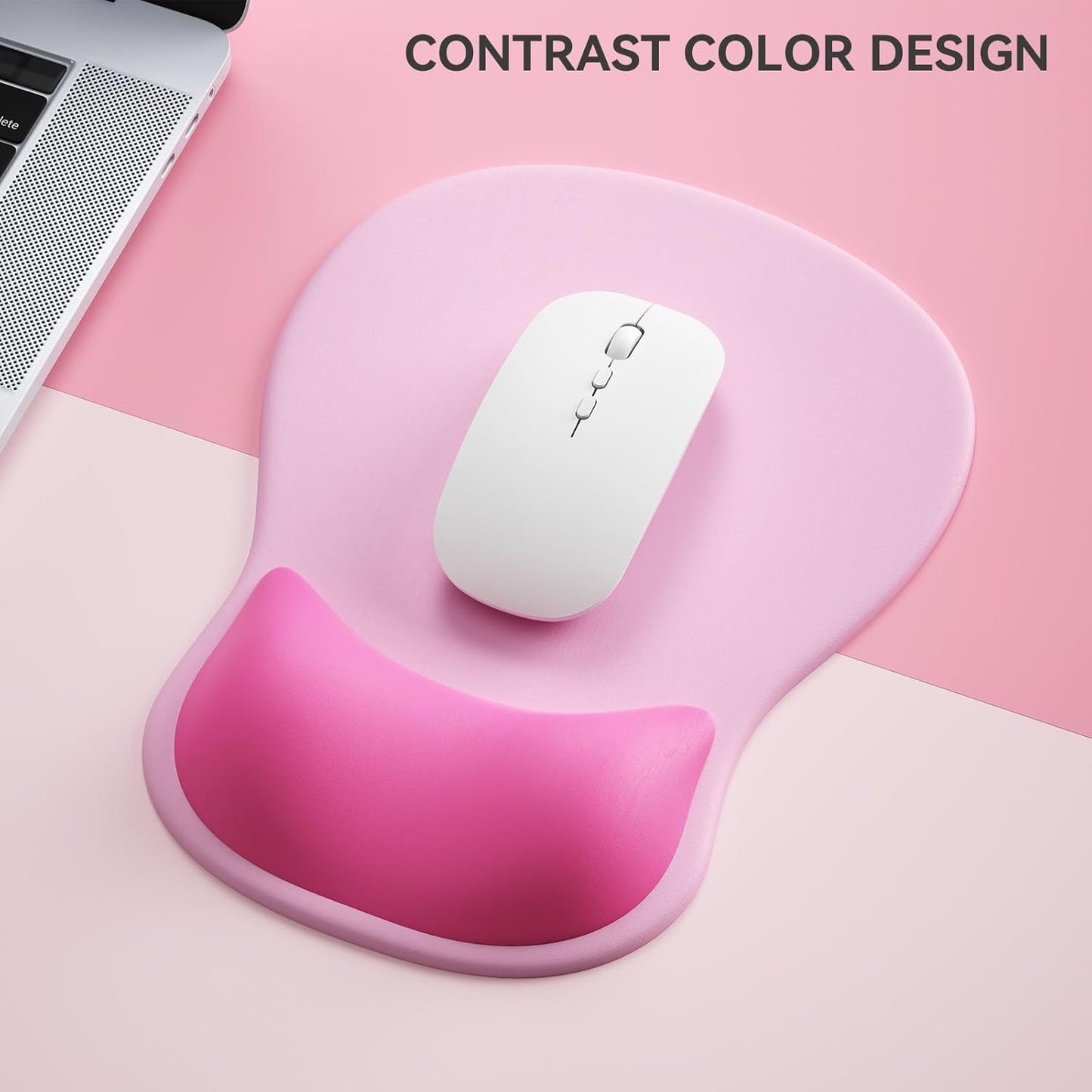 Ergonomic Mouse Pad with Wrist Rest,Cute Gel Mousepad Wrist Support - Small Mini Portable for Travel Mouse Pads for Desk Laptop,Computer,Office & Home Decor (Pink&Light Pink)