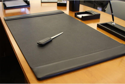 DACASSO Leather Desk Pad with Side Rails - Luxury Leather Desk Blotter for Writing - Executive Desk Surface Protector - (Chocolate Brown, 25.5 x 17.25”)