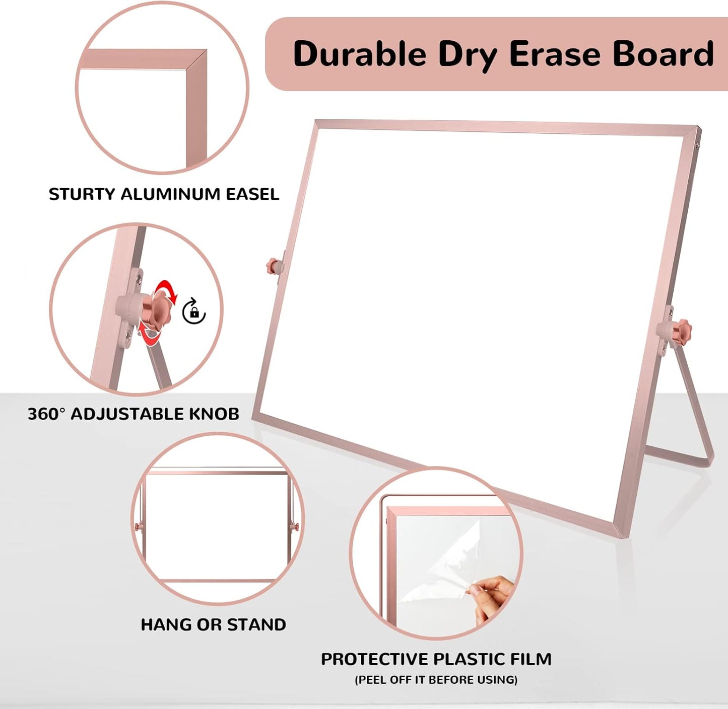 Dry Erase White Board, 16inX12in Large Magnetic Desktop Whiteboard with Stand, 10 Markers, 4 Magnets, 1 Eraser, Portable Double-Sided White Board Easel for Memo to Do List Desk Office