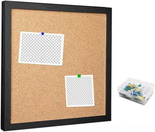 Corkboards for Wall, Cork Board Bulletin Board for Walls with Frame Cork Board Tiles,12"X 12" Thick Square Wall Tiles Small Framed Cork Tiles for Office,School, Home Holiday Decor (Black, 12 * 12)