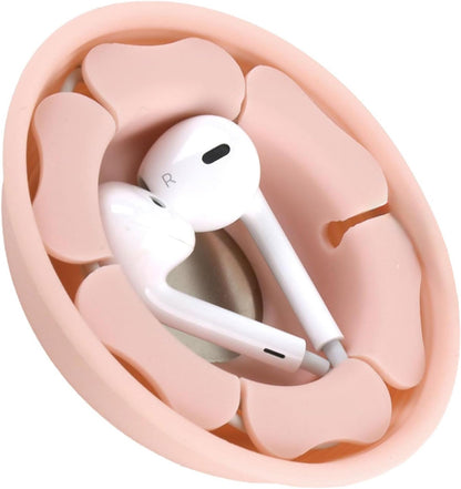 MAIRUI Wired Earbud Case Earphone Headphone Cord Organizer Earbuds Wrap Soft Silicone Magnetic Holder Storage Tangle Free Cable Winder(Red)