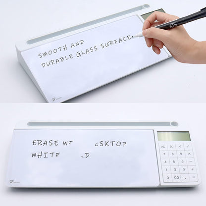 TOWON Small Compact Glass Desktop Whiteboard with Storage – 12 x 7 in Dry Erase Board for Desk, Home Office, School | Includes 5 Markers, Eraser & Holder | Space-Saving Organizer, Aesthetic Rose Gold
