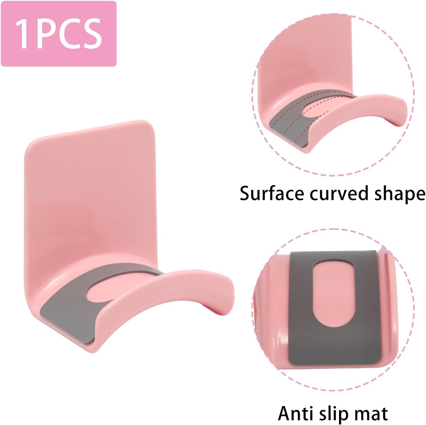1Pcs Pink ABS Plastic Headphone Stand Hanger, Hanging Headset Holder Hook Under Desk, Adhesive Earphones Hangers for Desk Headphone Hanger, Most Headphones and Controller