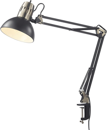 Globe Electric 12641 Architect 32" Swing-Arm Clamp-On Lamp, Black Architect, Finish, LED Bulb Included